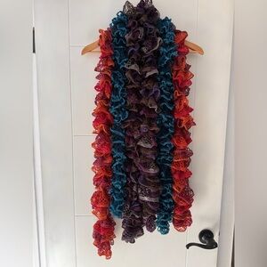 3 Colorful Ruffled Knit Scarfs